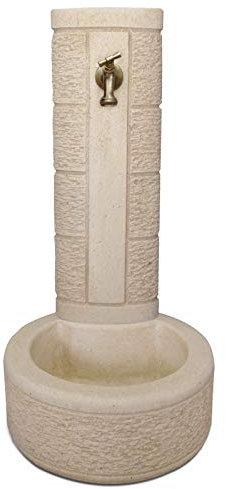 KAM Fuente de jardín exterior de cemento piedra modelo LA Spezia color blanco