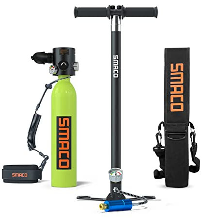 SMACO Mini Tauchflasche 1L Kleine Sauerstoffflasche Tauchen Mini Taucherflasche bis zu 15 Minuten Tauchen Sauerstofftank Taucher Set Tauchausrüstung Tragbare S500
