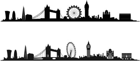 adrium Acryl-Bild 60 x 40 cm: London Skyline Silhouette in Schwarz und Weiß(67923533)
