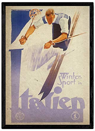 Nacnic Poster Vintage de Ski en Italia. Láminas para Decorar Interiores con imágenes Vintage y de Publicidad Antigua. Cuadros decoración Retro. Tamaño A4