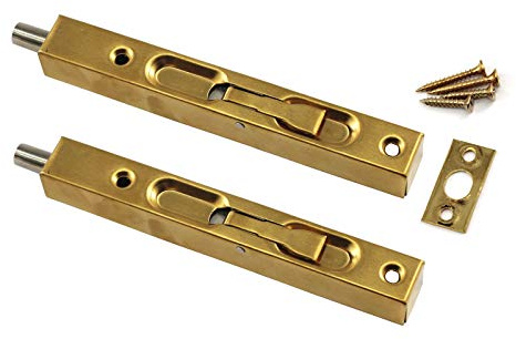 Zerniple Pestillo para puerta corredera de acero inoxidable de 15,24 cm, color dorado, con tornillos, para dormitorio o armario