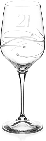 DIAMANTE 21st Birthday Spritz Wine Glass - ''Just for You - Single Wine Glass Present in Gift Bo1