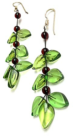 Örhänge bärnsten gren av karibisk grön bärnsten i sterlingsilver 925, handarbete, örhängen dam, sommaren 2021 kollektion, designer smycken