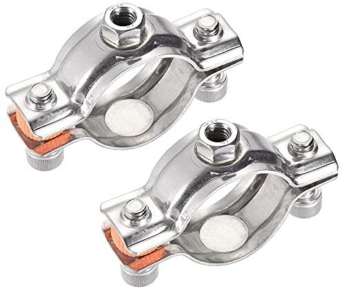 sourcing map Wall Ceiling Mount Pipe Supports, 304 Stainless Steel Adjustable Pipe Bracket Clamp for 38-40mm Pipe 2pcs
