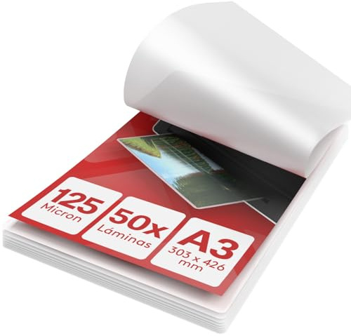 ACROPAQ Laminierfolien A3 - Packung mit 50 Laminierfolien, 2x125 (250) Mikron, Glänzende Oberfläche, Vorgerundete Ecken - Folierfolien, Laminiertaschen