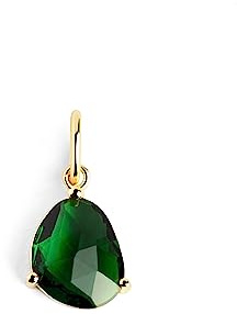 SINGULARU - Charm Birthstones. Argent 925 avec finition plaqué or 18 kt. Pendentif avec pierres colorées. Combinable avec collier. Bijoux pour femme. Émeraude