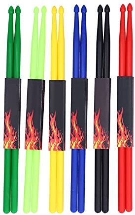 Drum Stick,6 Paar Nylon Drumstick Drumsticks Set,6 Paar 5a-Nylon-TrommelstöCke, Professionell, Leicht, Langlebig, Rutschfest, FüR Erwachsene Und Kinder