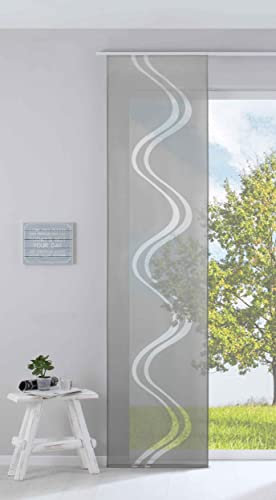 Gardinenbox Moderner Flächenvorhang Raumtrenner Schiebegardine »Welle« HxB 245x60 cm Grau aus hochwertigem Ausbrenner-Stoff mit Paneelwagen Beschwerungsstange, 85615