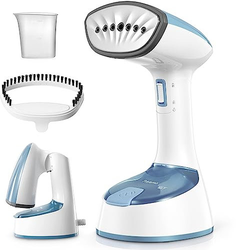 Reemix Steamer for Clothes, Folding Handheld Design Garment Wrinkles Remover, 20g/min Strong Penetrating Steam, 25-Sec Fast Heat-up, for Home, Office and Travel (Aqua)