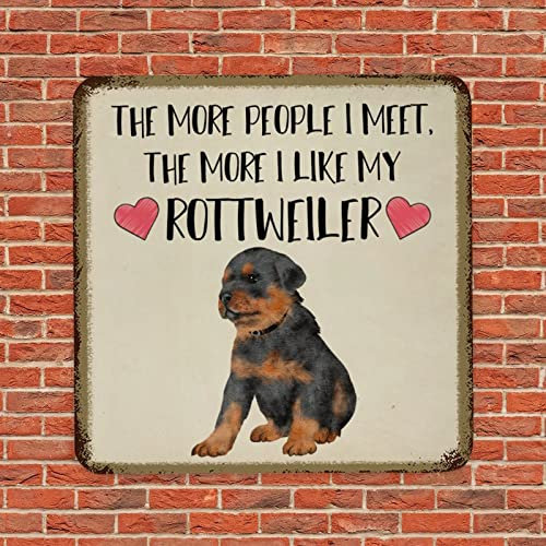 Lustiges Hunde-Metallschild ''The More People I Meet The More I Like My Dog'' Retro Haustier Hund Türhänger Schild Vintage Metall Kunstdrucke mit sarkastischem Hund Spruch Deko Wandbehang für