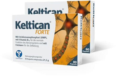 Keltican forte, Kapseln, für Nervenregeneration, 80 Stück | Nervenregeneration, UMP, Vitamin B12 und Folsäure, Kapseln, Packungsgröße: 80 Stück
