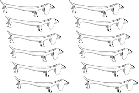 GROCKSTR 12 piezas de soporte para palillos de perro salchicha de aleación de zinc, soporte para cucharas, utensilios de mesa