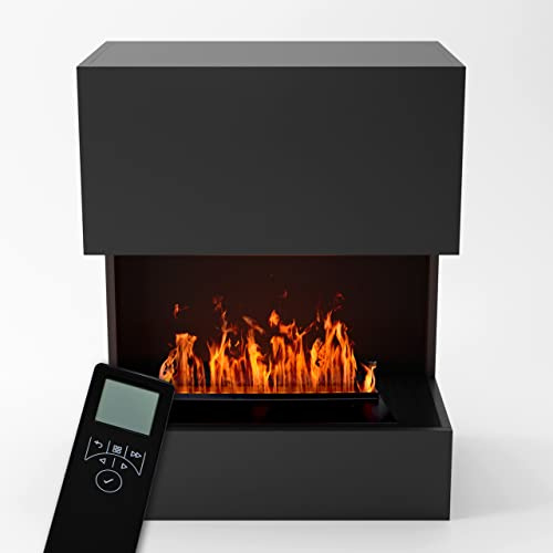 GLOW FIRE Kästner Elektrokamin mit Knistereffekt|Opti Myst Cassette 500 ohne Holzdeck | 3D Wasserdampf Kamin, Elektrischer Kamin mit Fernbedienung, Regelbarer Flammeneffekt, Schwarz