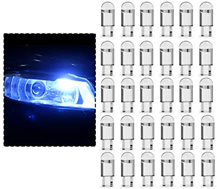 CGEAMDY 30 Pièces T10 LED Ampoules De Voiture, W5W Ampoule LED 194168 Ampoules, Pour Intérieur De Voiture Lumière, Lampes De Lecture,Dôme, Plaque D'immatriculation, Éclairage Intérieur (Bleu)