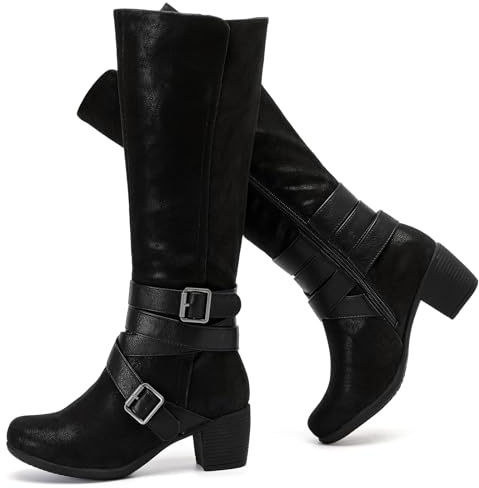 Ruiee Womens Knee High Boots Fall Winter Heeled Boots.230304 BK ZPU 7