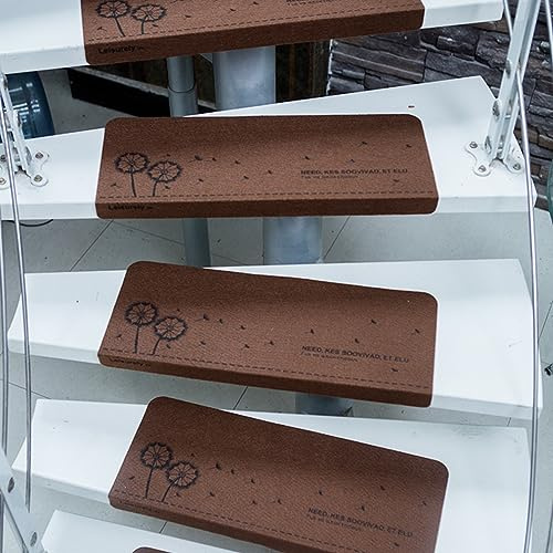 Treppenstufen Matten 7er Set Modern Stufenmatten Innen 55x22cm Rutschfeste Teppich Treppenteppich Selbstklebend Stufenteppich Innenbereich Bedruckte Treppenmatte für Kinder, Ältere und Hunde D 55x22cm