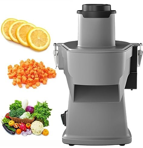 Oiyekntd Coupe-légumes électrique, Hachoir à légumes Commercial 200 W, broyeur Automatique de Pommes de Terre, Robot culinaire, Machine de découpe de Fruits avec Filets de Couteau à découper