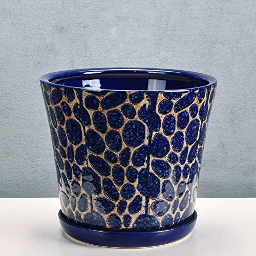 DSHUB Retro-Pflanzgefäß mit blauem Steinmuster, chinesischer Stil, extra groß, Vintage-Sukkulenten-Keramik-Blumen-Pflanzgefäße, Kaktus-Topf, Bonsai-Töpfe, Dekoration, Pflanzenbehälter, Blumentöpfe