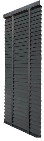 Ruby deals Tape Fauxwood wooden Grain venetian blinds 50mm Embossed Slats Trimmable Easy fit Windows blind Included Fittings 75cm width x 150cm Drop dark grey