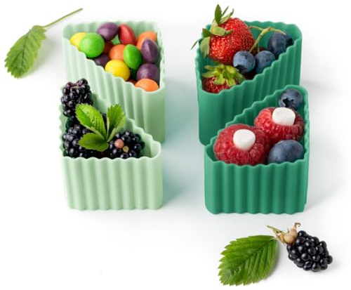 LEKKABOX Dreieck Bento Cups (Forest), 4er Set – Silikon Förmchen