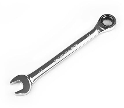 Egofine 16 mm Ratschen-Ringmaulschlüssel, metrisch, Industriequalität, Zahnradschlüssel mit 12-Kant-Design, 72-Zahn-Ratsche, Chrom-Vanadium-Stahl