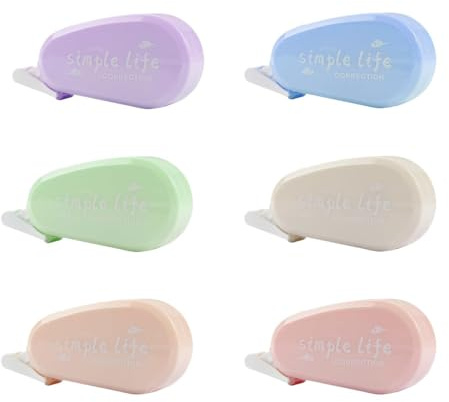 Tabanzhe 6 PCS Correction Tape,Easy To Use Applicator,Students for Correct Wrong Writing Supplies,Pocket Correction Rollers for School Office Home Students Teachers(Morandi Colour)