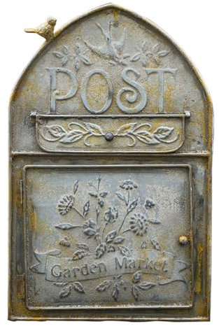 GBPLDMAQ Vintage Hängepostkasten, Briefkasten in Exquisiter Form, Mit Leicht Verwitterter Oberfläche, 3D-geprägtem Moiré, Exquisite Vogeldekoration.