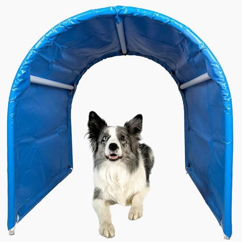 Callieway® BOLO-des Alpes Hoopers-Tunnel Doppelpack – Bodenlos & stabil | 2x1m | Aluminiumrahmen & UV-beständig | Agility Training für Hunde | Blau