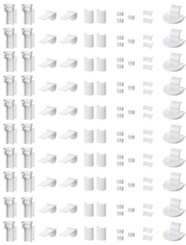 20 Kit 120 Stück Plissee Ersatzteile Set, Klemmträger, Zubehör, Klemmfix Halterung für Jalousien Installieren, Weiß