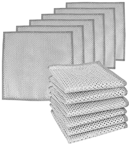 Frepxzlk 12 Pieces for Double Multi-Purpose Kitchen Cleaning Cloths, Scratch-Free Wire Cleaning Cloths, Reusable, for Kitchen, Sink, Stove, Cleaning Scrubber Pad