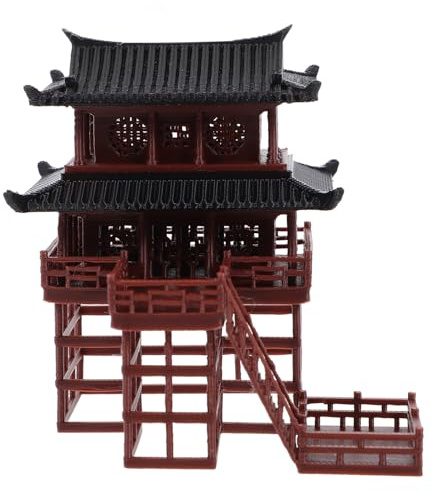 Zerodeko Miniature Gazebo Statue Made of Resin 3.15 Inch Asian Garden Figure for Aquarium Decoration Zen Garden Micro Landscape Bonsai Ornament