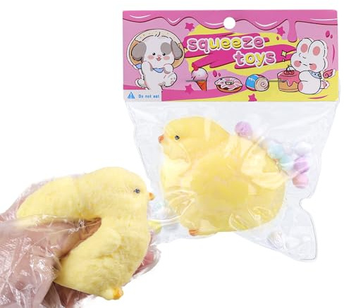 2 STK Babyhuhn-Squishies-Spielzeug, dehnbares Babyhuhn-Stressabbau-Simulationsspielzeug, falsches Babyhuhn-Fidget-Spielzeug für Erwachsene und Teenager, Osterkorbfüllungen