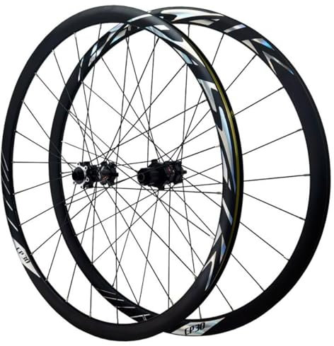 GEIRONV 700C Rennrad Räder, 24H Scheibenbremse Steckachse Doppelwandige Alufelgen Vorne 2 Hinten 4 Lager Schnellspannfelge 7/8/9/10/11/12 Geschwindigkeiten(15 * 100mm/12 * 142mm,XD)