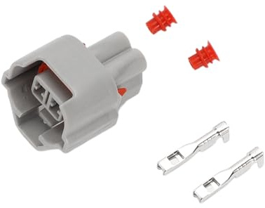 TUCKBOLD 2 Pin Fuel Injector Waterproof Connector Plug, 2mm Series Female Wire Terminal Connector for Nissan Plastic Copper Gray, 1 Set Automotive Parts