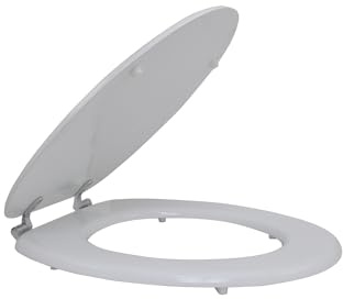 Sedile Wc Bianco Universale in Legno MDF Laccato Fluxy - Comfort Perfetto per un Ambiente di Classe, Sedile con cerniere in metallo cromato