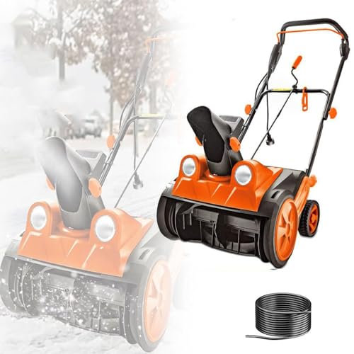 Spazzaneve Elettrico da 2200 W, Spazzaneve a Spinta Manuale, con Cavo di Alimentazione da 20 M, Illuminazione a LED, Rotazione dello Scivolo di 180 °, Distanza di Lancio della Neve di 6 M