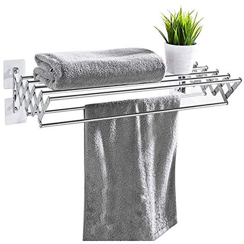 Porte-Serviettes Mural Pliable en Acier Inoxydable, Extensible, 7 Rails, pour Salle de Bain, Cuisine, Multifonction