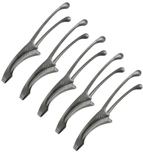 M METERXITY 5 Pcs Korean and Japanese BBQ Tongs 10 Inch Barbecue Tongs 430 Stainless Steel Kitchen Self-Standing Grill Non-Slip for Grill/Salad/Camping/Cooking [Black]