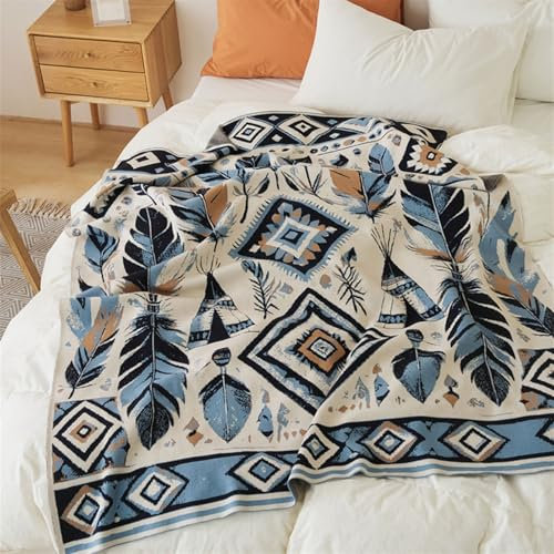 Boho-Tribal-Muster Strickdecke - Weiche und Gemütliche Dekodecke für Sofa, Bett oder Lounge