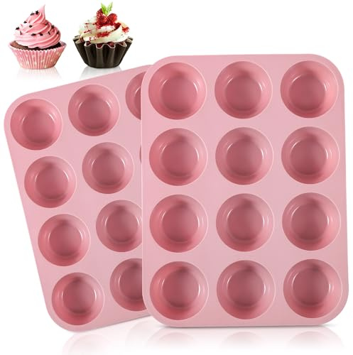 YIYIZI 2 Stück Muffin Backform Silikon, Silikon Muffinförmchen für 24 Muffins, Antihaft, BPA-Frei, SpüLmaschinenfest, HitzebestäNdig Bis 220°C, Muffinform für Cupcakes, Brownies, Puddings