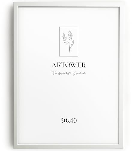 Artower® Bilderrahmen für 30 x 40 cm Weiß Holz Dünner Rahmen | Posterrahmen Groß Collage | Picture Frame White Wood 30x40cm | Holzrahmen Holz-Bilderrahmen | Holzbilderrahmen Poster Echtholz