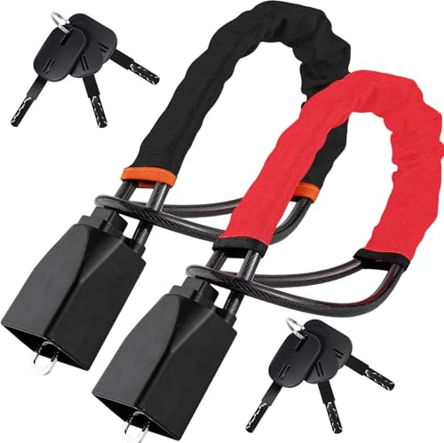 2-Pack Steering Wheel Lock with 3 Keys, Black & Red, High Visibility Anti-Theft Car Lock, Cut Resistant Universal Fit for Car, SUV, Van, Truck, Jeep, Vehicles - Security Device