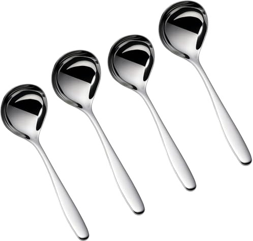4er Set Soßenlöffel und Soßenkelle aus Edelstahl, Ideal für Suppen, Saucen und täglichen Küchengebrauch, Inklusive 2 kleine und 2 große Löffel (5,9x17 cm und 5,9x19,5 cm)