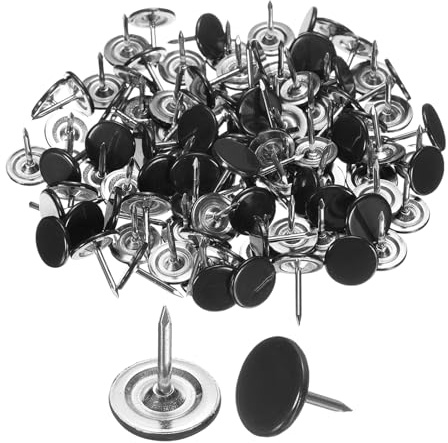 QUARKZMAN 150 Stück Polsternägel 11mmx13mm Flachkopf Reißnägel Dekorative Möbelnägel Pinnwandnadeln Für Möbel Sofa Kopfteile Schwarz