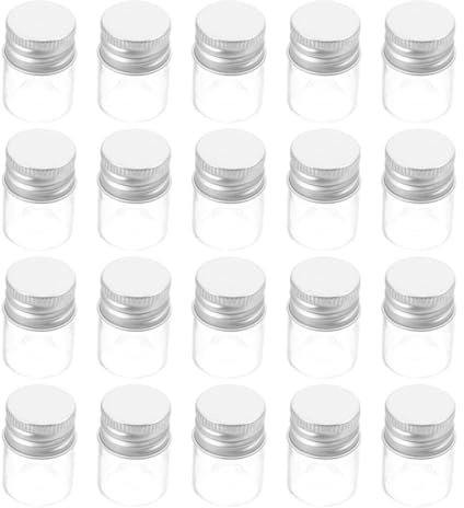 Uonlytech Lot de 30 Mini Flacons en Verre 5 ML avec Couvercles en Aluminium Récipients à Vis Transparents Hermétiques Mini Pots pour Échantillons Épices et Loisirs Créatifs