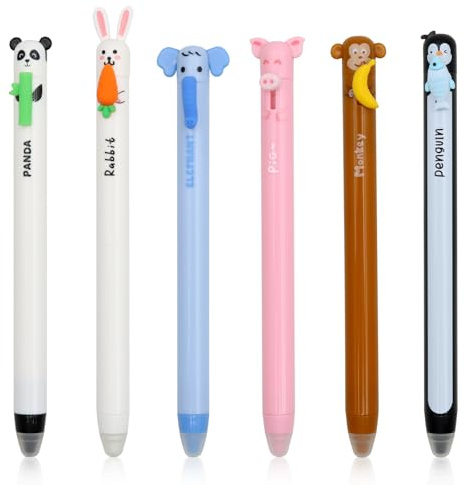 VEGCOO 6 Stück Set Radierbare Gelstifte mit Thermoempfindlicher Radiertinte, Radierbarer Kugelschreiber,Wischfester Kugelschreiber (Blau Tinte),Für Schulen,Büros Und Privathaushalte