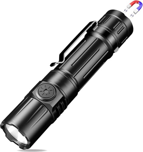 SuperFire LED Torch, Super Bright Rechargeable Flashlight, 6 Modes, USB-C Fast Charging, IP44 Waterproof & Durable Design for Fishing, Camping, Hiking, Cycling, Security