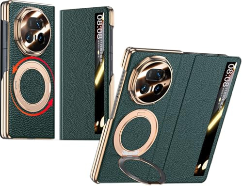 TECSHINE Intelligent Leather Mobile Phone Case for HONOR Magic V5. Magnetic, Support, Smart Cell-Phone Cover/Shell for Magic V 5 Green
