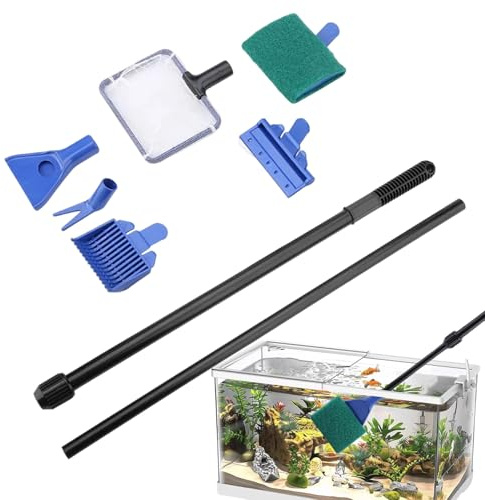 Akvarie Rengöringsverktyg - Teleskopiskt handtag skrubberset | Rengöringssats för akvarieväxter,För sköldpaddor, reptiler, kampfiskar, alger, väggar, &