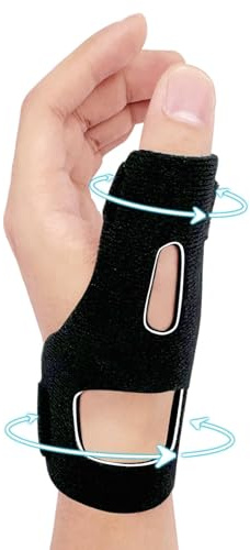 Férula muñeca mano derecha negra talla única soporte fijo ajustable, ferula pulgar, ferula rizartrosis pulgar, muñequera pulgar
